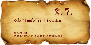Kálmán Tivadar névjegykártya