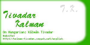tivadar kalman business card